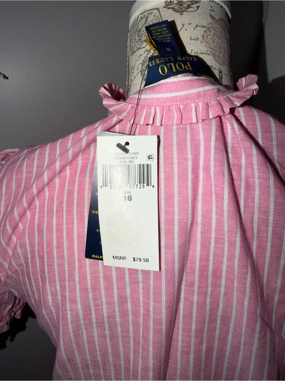 Polo Ralph Lauren Striped Tiered Linen-Cotton Dress NWT